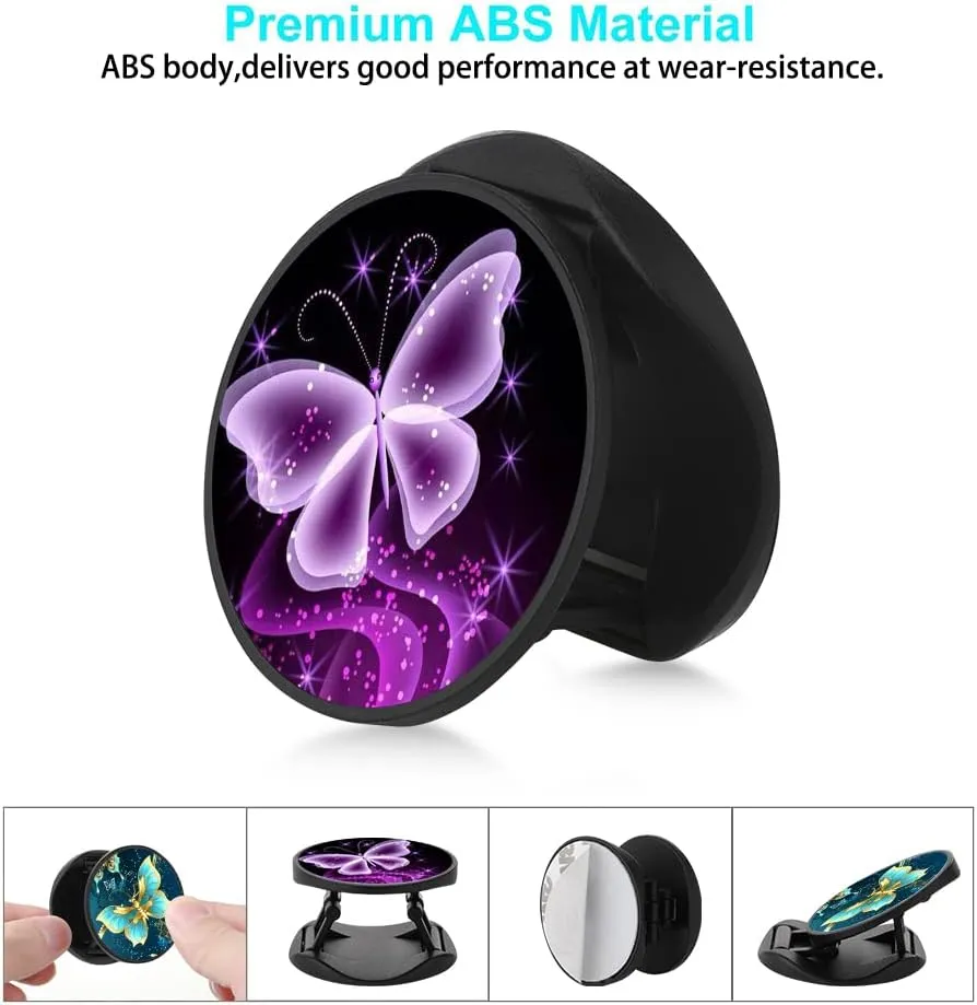 2 Pack Phone Finger Expanding Stand Holder Kickstand Hand Grip Widely Compatible with Almost All Phones and Cases- Purple Butterfly&Blue Butterfly