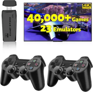 2025 Retro Gaming Console Pro 4K HDMI with 40,000  Built-in Classic Video Games - Plug & Play Game Stick for TV with 2 Wireless Controllers | 23 Emulator Support 64GB