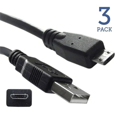 3 PACK: 3 Ft Universal Micro USB Sync and Charge Data Cables
