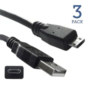 3 PACK: 3 Ft Universal Micro USB Sync and Charge Data Cables