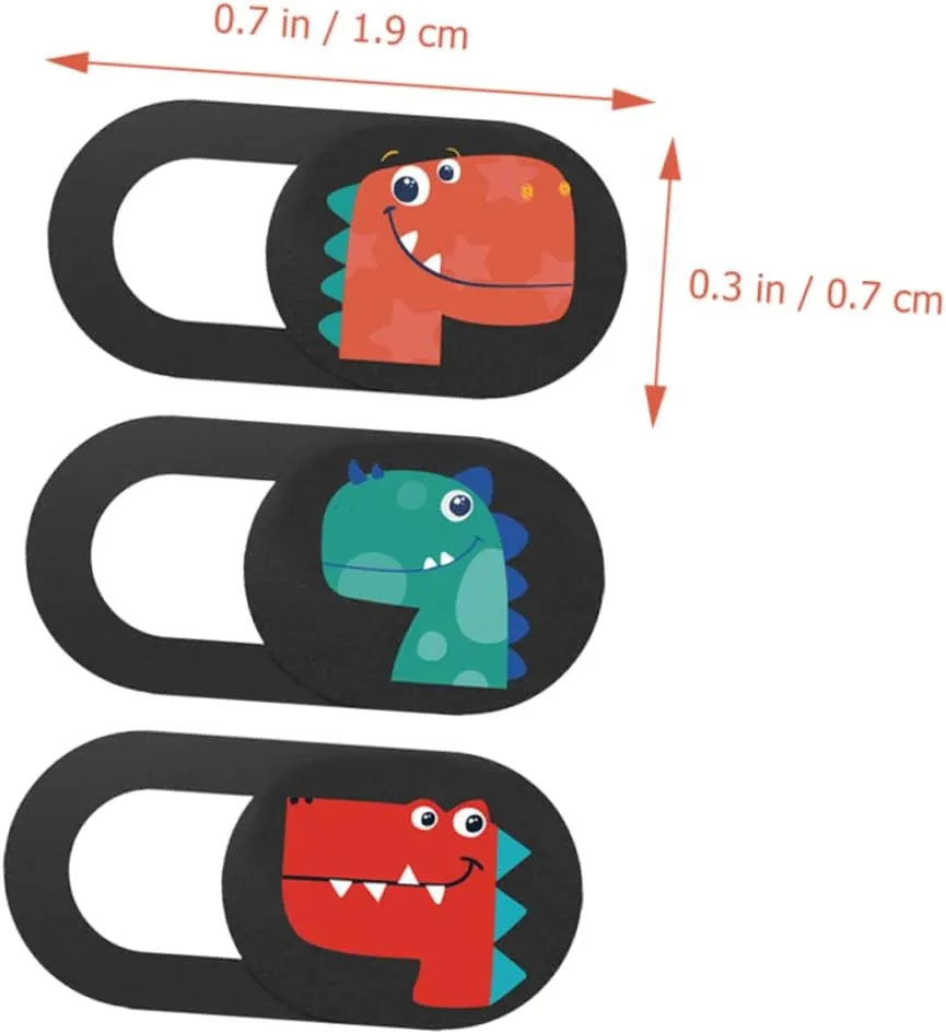 3Pcs Dinosaur Pattern Laptop Camera Slide Webcam Privacy Lens Protector for Enhanced Security and Privacy Your Devices