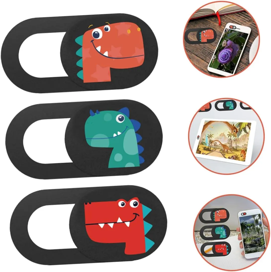 3Pcs Dinosaur Pattern Laptop Camera Slide Webcam Privacy Lens Protector for Enhanced Security and Privacy Your Devices