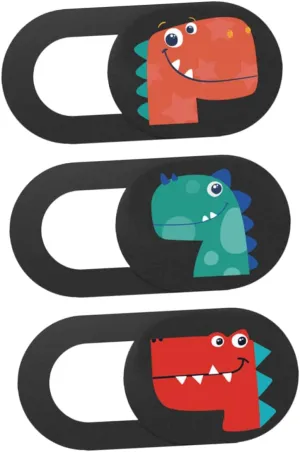 3Pcs Dinosaur Pattern Laptop Camera Slide Webcam Privacy Lens Protector for Enhanced Security and Privacy Your Devices