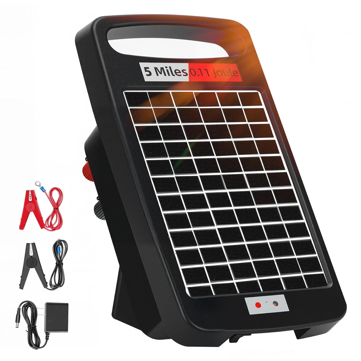 5 Miles Solar Electric Fence Charger,Output 0.11J Electric Fence Charger,24-Hour Uninterrupted Protection S.olar F.ence Chargers,Solar Fence Energizerr That can Work for 14 Days Without Sunlight