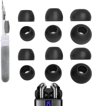 6 Pairs Replacement Earbud Tips Compatible with TAGRY X08/X88 True Wireless Earbuds Headphones, Silicone Ear Tips, Fits in Case, S/M/L, with 3-in-1 Cleaner Kit