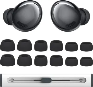 6 Pairs Replacement Eartips for Samsung Galaxy Buds Pro Earbuds with Cleaning Pen, Replacement Silicone Ear Tips Set with Three Sizes L/M/S, Anti-Slip Replacement Accessories (Black)