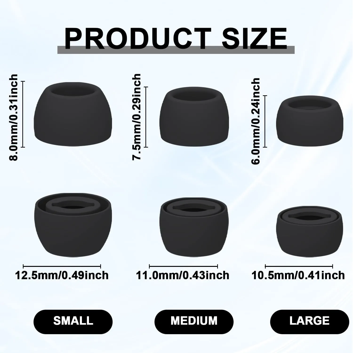 6 Pairs Replacement Eartips for Samsung Galaxy Buds Pro Earbuds with Cleaning Pen, Replacement Silicone Ear Tips Set with Three Sizes L/M/S, Anti-Slip Replacement Accessories (Black)