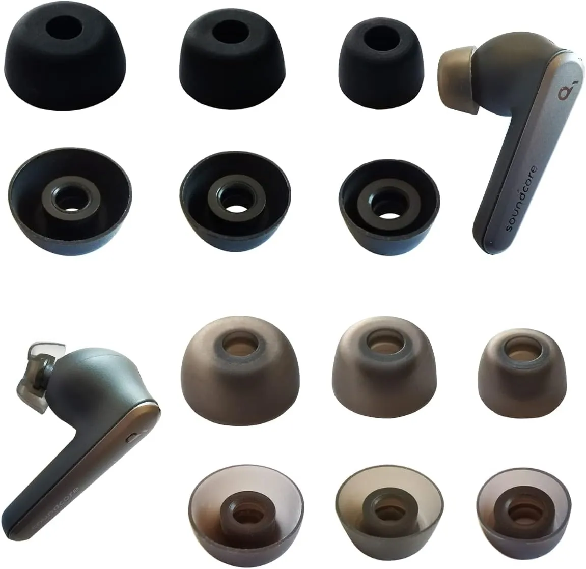 6 Pairs Silicone Ear Tips for Soundcore Liberty Air 2 Pro Ear Tips Replacement Earbuds for JBL Tune 230NC TWS/Anker Soundcore Earbuds, Black