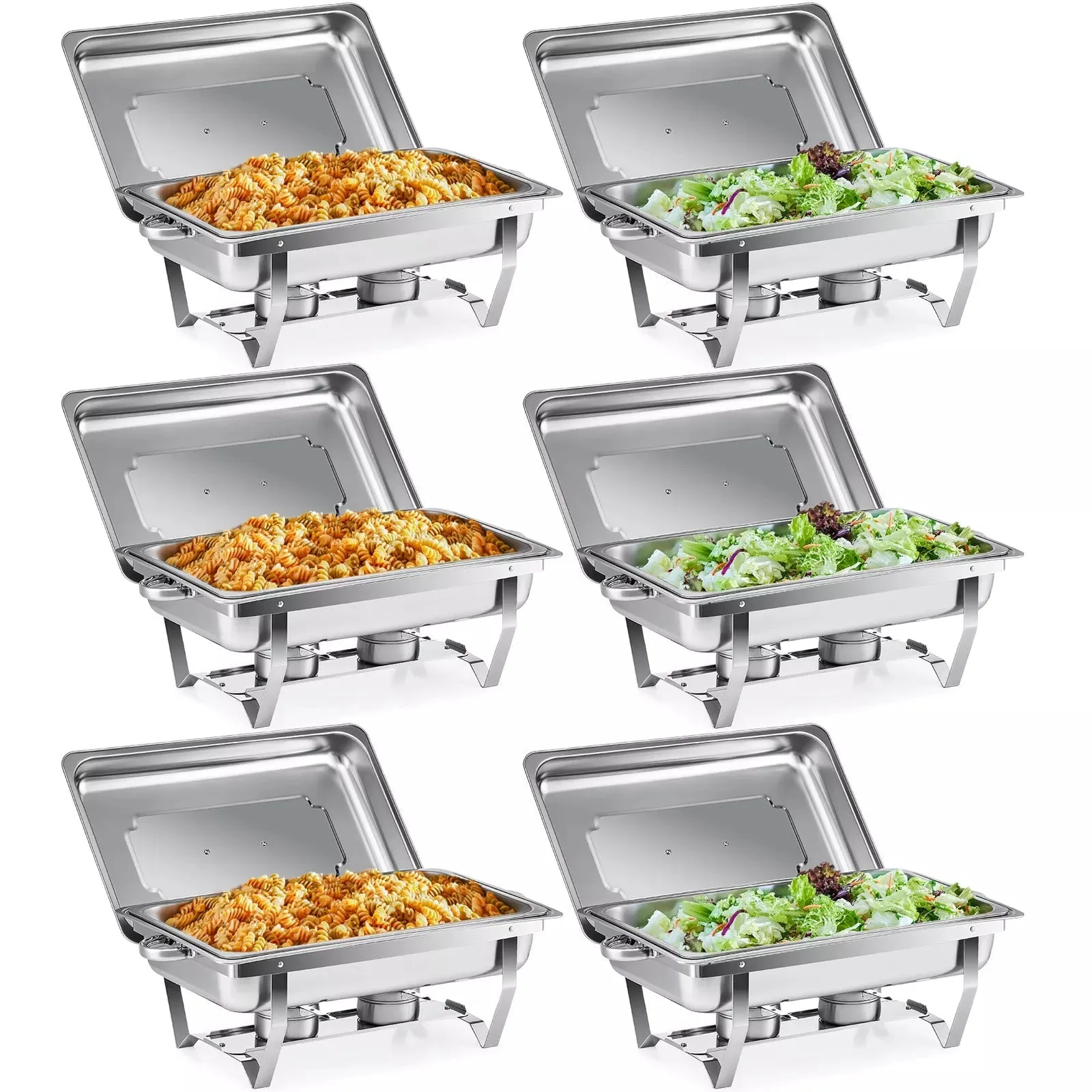 6-Set Stainless Steel Buffet Food Warmer  9L Chafing Dishes with Lids