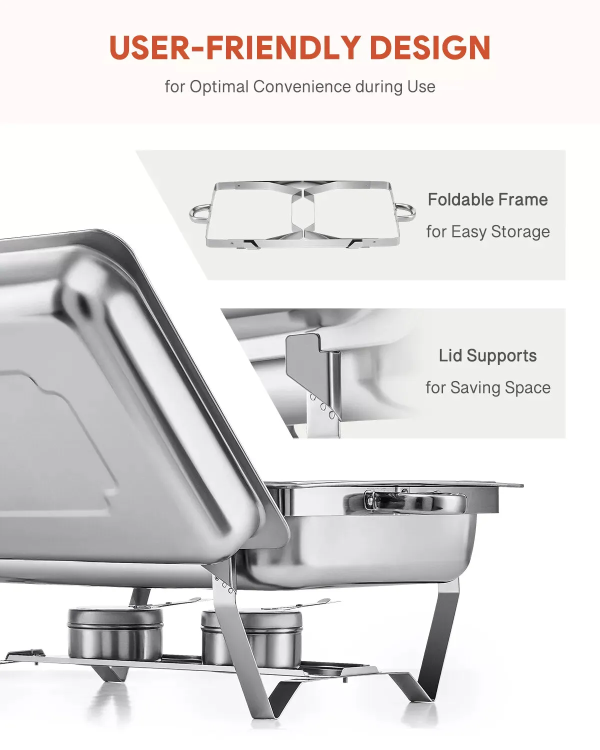 6-Set Stainless Steel Buffet Food Warmer  9L Chafing Dishes with Lids