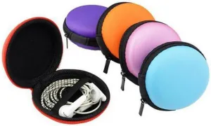 6Pcs Earbud Cases Small Round Pocket Earbud Travel Carrying Case Headset Cases Earphone Headphone Cable Jewelry Storage Container Bag Hard EVA Headphone Box (Random Color)
