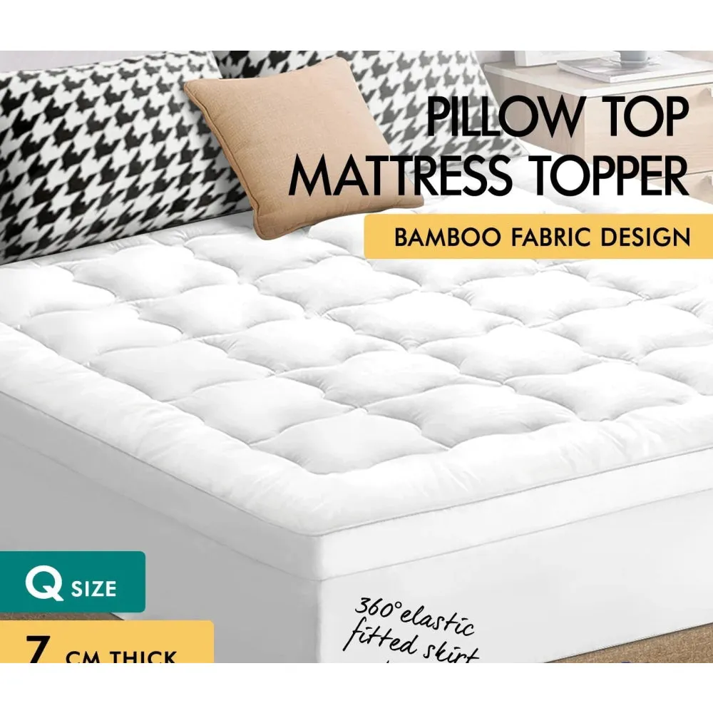 7Cm Bamboo Mattress Topper Protector Cover Single