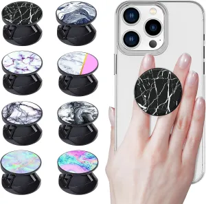 8 Pack Cell Phone Stand Foldable Expanding Phone Sockets Finger Grip Holder for Smartphone and Tablets (Marble)