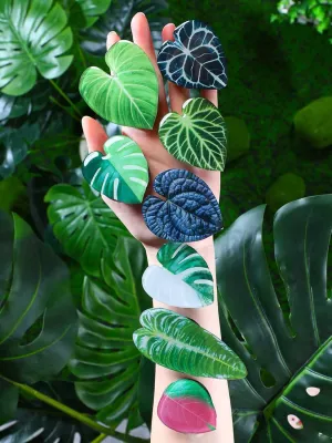 8 Pcs Tropical Leaves Phone Holder Green Plant Cell Phone Grip Holder Monstera Philodendron Anthurium Mobile Cute Holder for Smartphone and Tablets