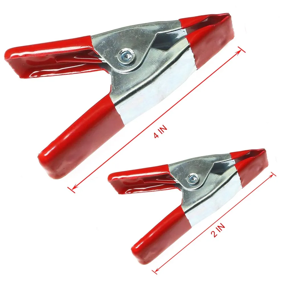 8 X Heavy Duty Metal Spring Clamps Rubber Coated Tips Tool Steel Grip Holder
