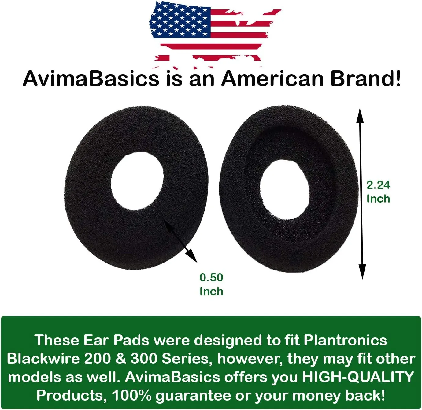 88225-01 Spare Ear Pads by AvimaBasics | Premium Foam Earpads Cushion Compatible with Plantronics Blackwire C210, C220, C310, C310M, C320, C320M, C315, C325, C200's & C300's PC Headsets (5 Pair)