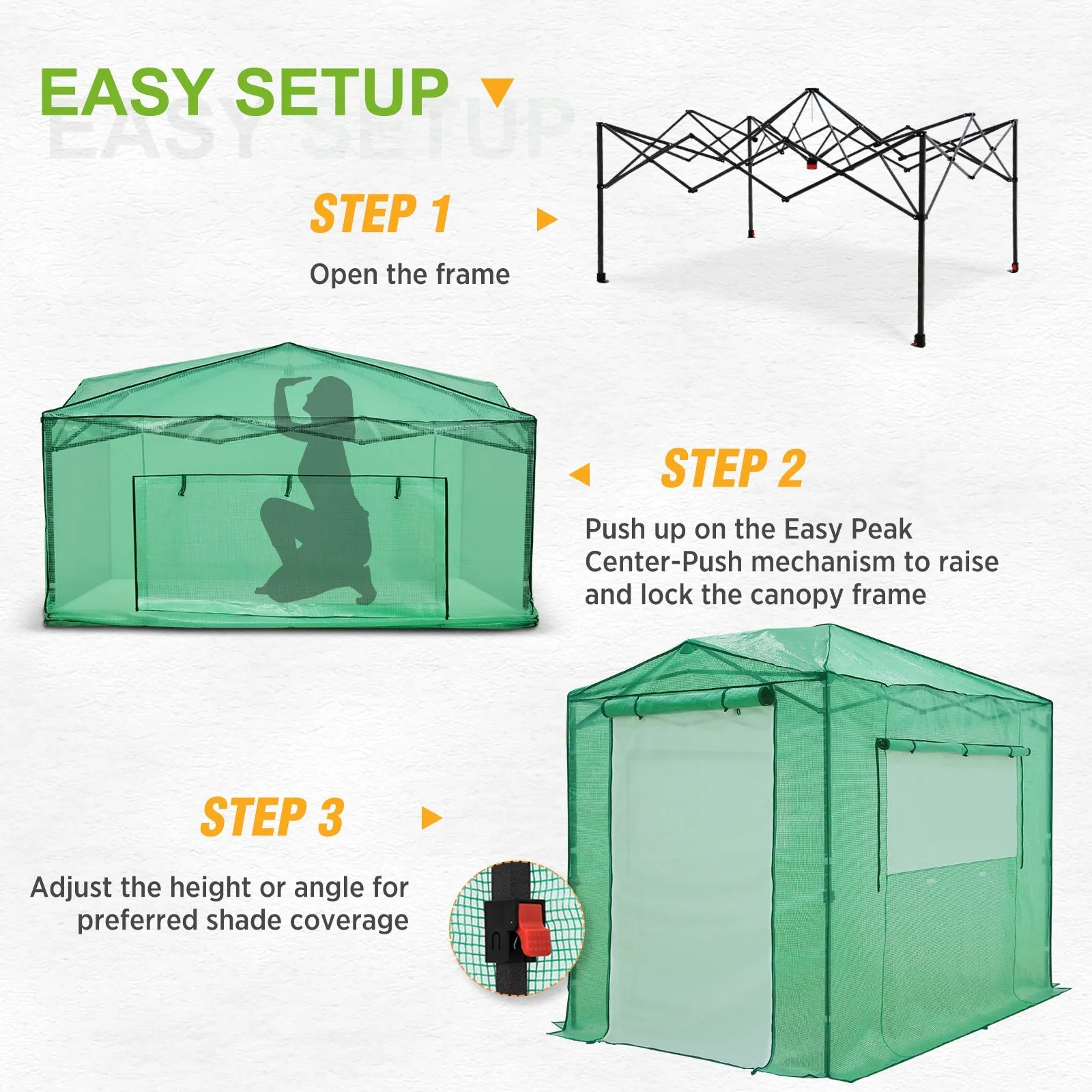 8x6 Walk-in Greenhouse with Upgraded Screen Mesh Door