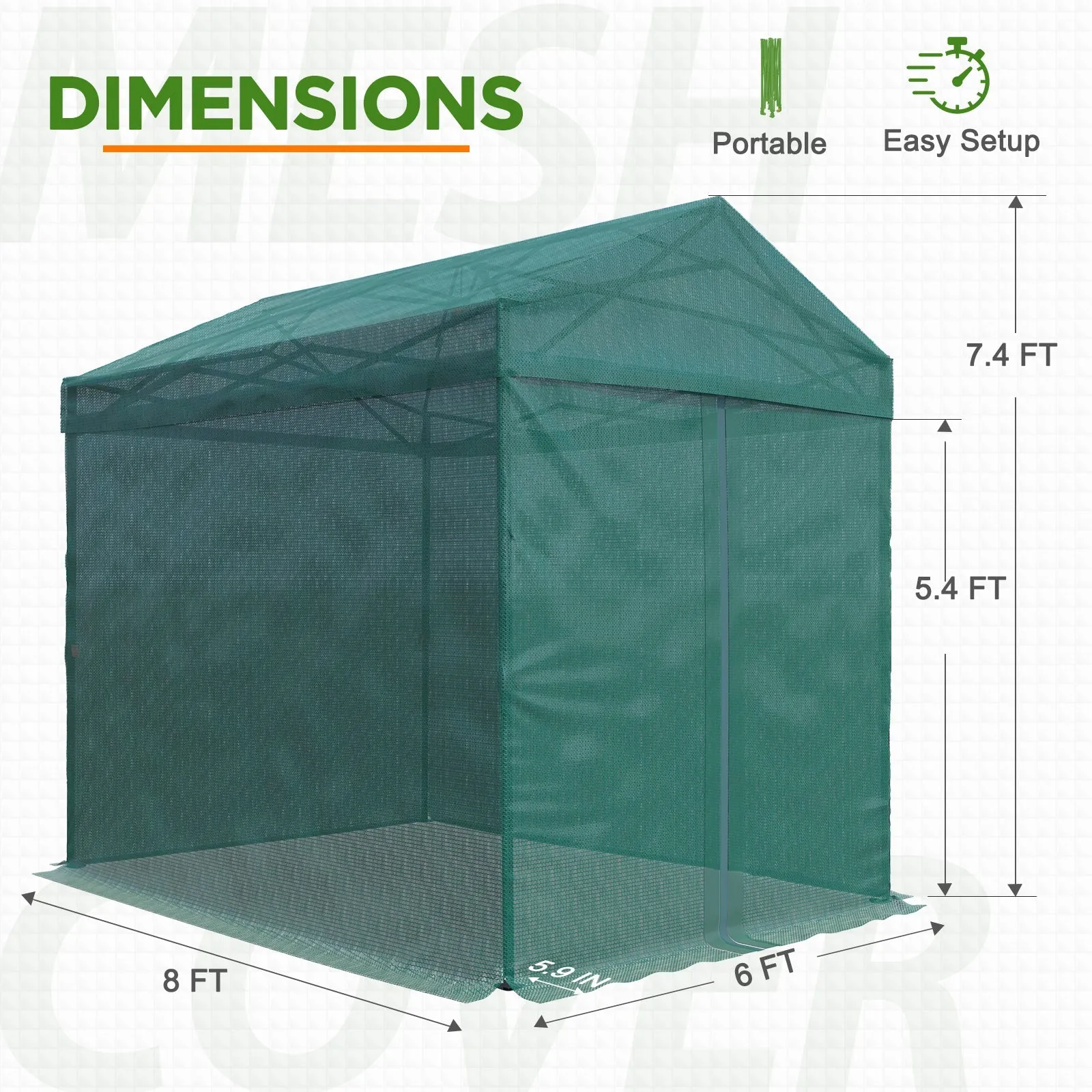 8x6 Walk-in Shade Cloth Cover Pop Up Greenhouse