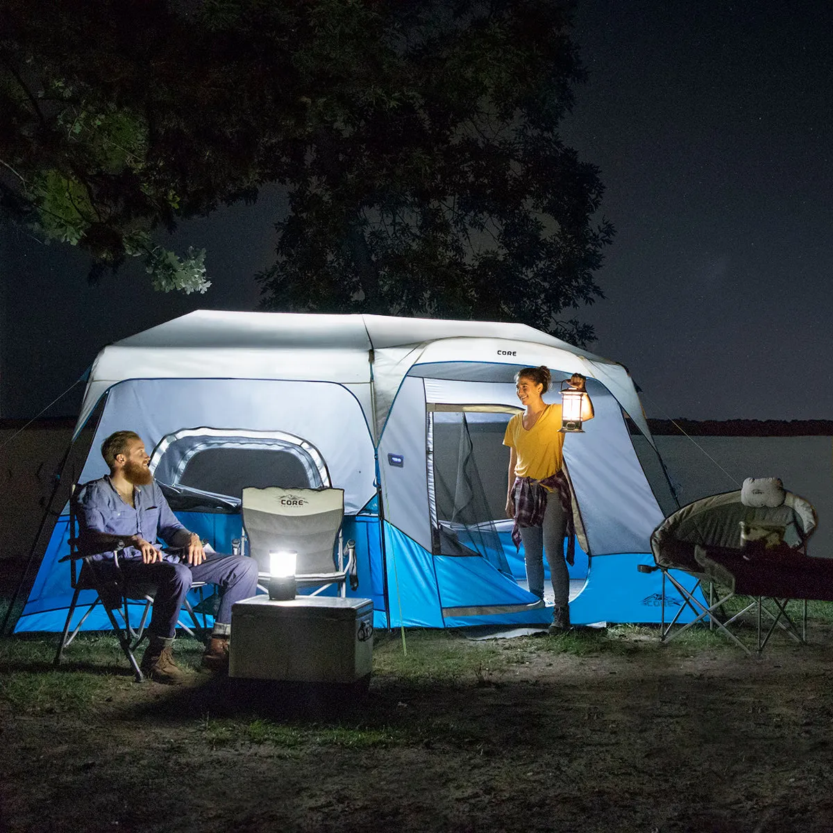 9 Person Lighted Instant Cabin Tent 14’ x 9’