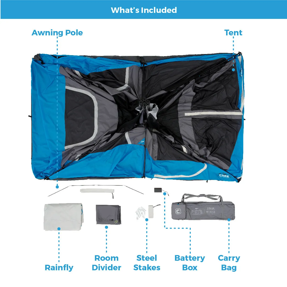 9 Person Lighted Instant Cabin Tent 14’ x 9’