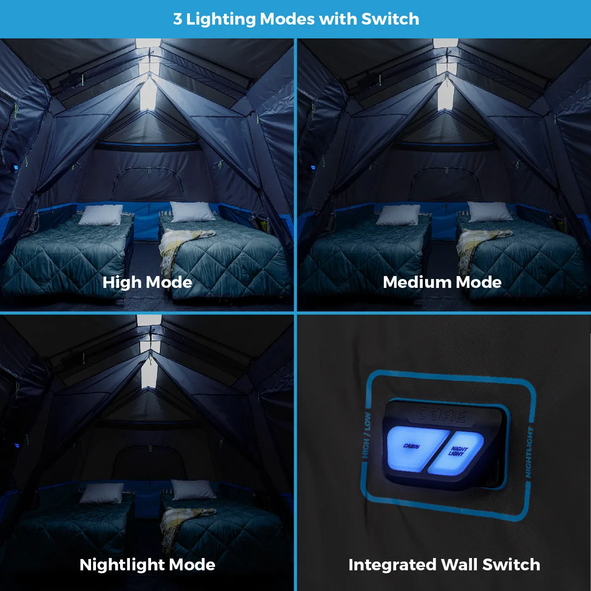 9 Person Lighted Instant Cabin Tent 14’ x 9’