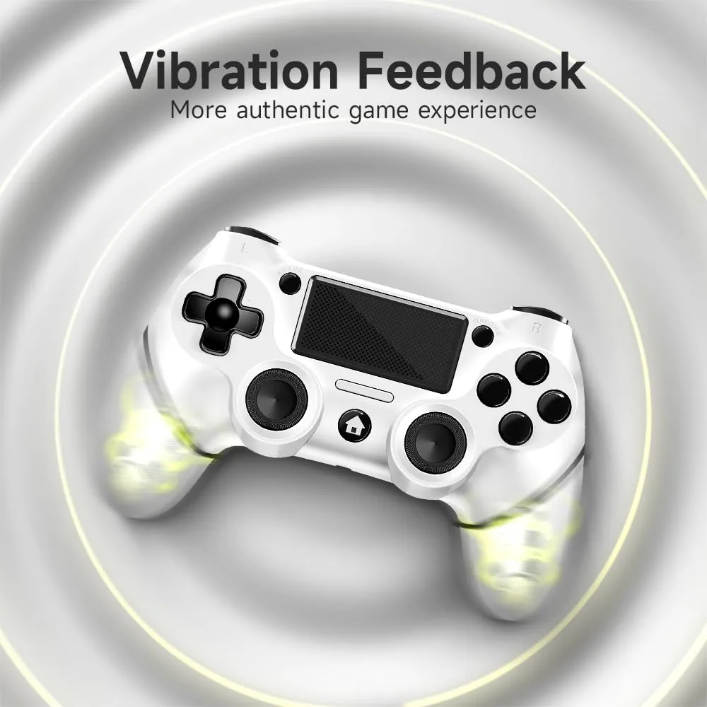 AceGamer 2 Pack for PS4 Controller, Wireless Controller for PS4/Pro/Slim/PC, with Non-Slip Grip of Both Sides and 2 USB-C Cable! (Black and White)