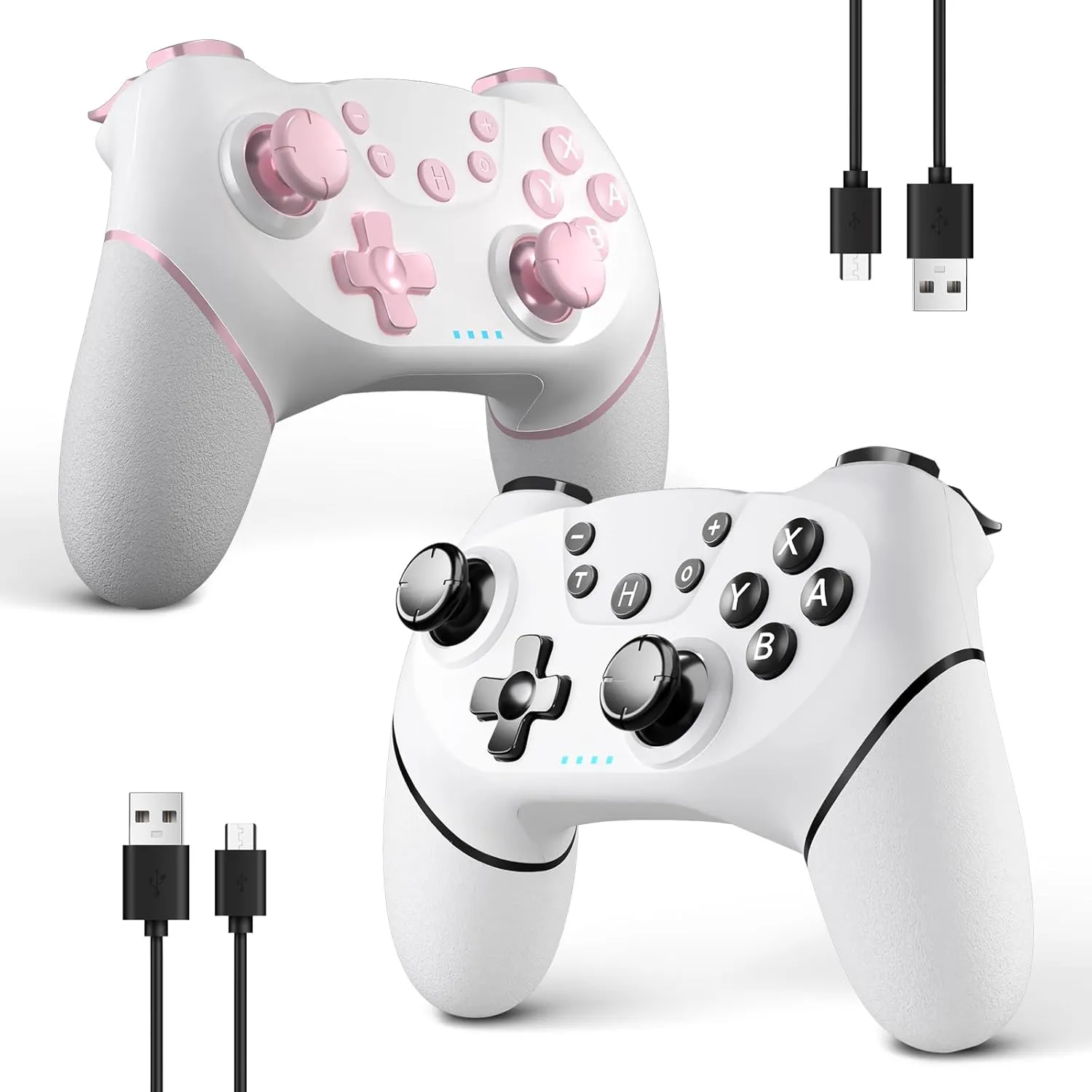 AceGamer 2 pack Wireless Controller for Nintendo Switch/Lite/OLED, Dual Vibration/Turbo/Ergonomic ! (White and Pink)