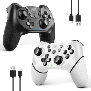 AceGamer Wireless Controller for Nintendo Switch/Lite/OLED, 2 pack, Dual Vibration/Turbo/Ergonomic ! (Black&White)