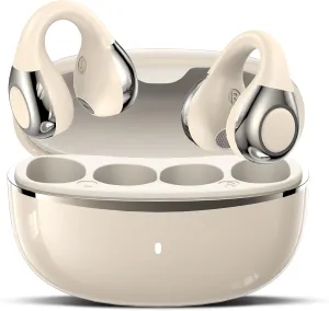 AI Translation Earbuds Real Time, 3-in-1 Translator Earbuds 150 Languages & Accents, HiFi Sound,fit iOS and Android,Open-Ear Clip-On Design for Travel,Learning and BusinessMilky White