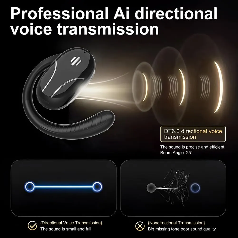 AI Translation Earbuds Real Time, 5 in 1 Language Translator Earbuds Supports 144 Languages & Accents, Free Offline Translation Device for Travel Business Learning, Black