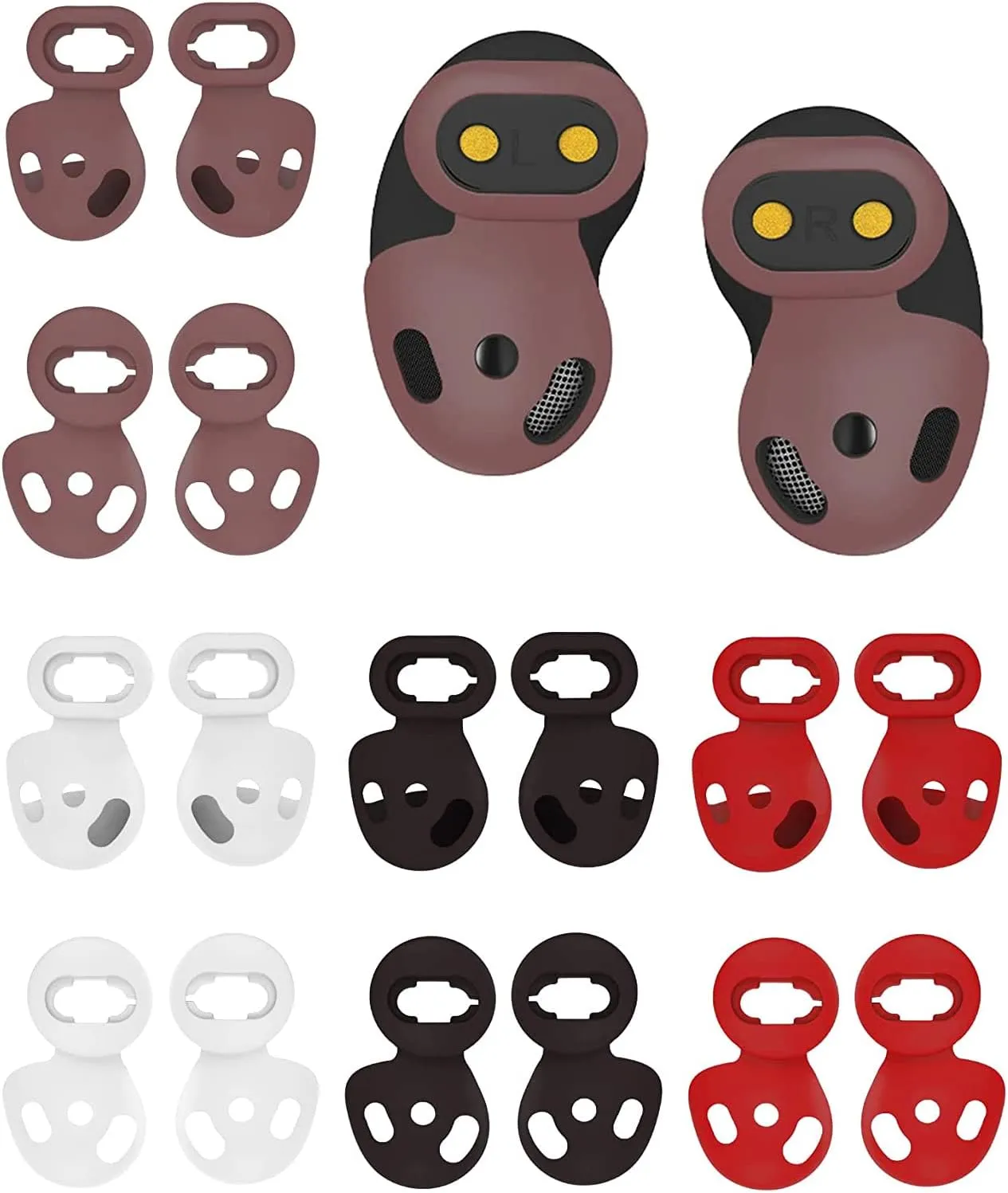 ALXCD Fit in Case Covers Wingtips Compatible with Galaxy Buds Live, S/L 2 Sizes 8 Pairs Anti Slip Wingtips Eartips Covers Fit in Case, Compatible with Galaxy Buds Live SM-R180 8 Pairs 4 Colors