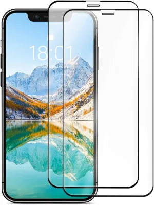 Amazon Basics Full-Coverage Tempered Glass Screen Protector for iPhone XR/11-6.1 Inch, (5.63" x 2.68"), 2-pack