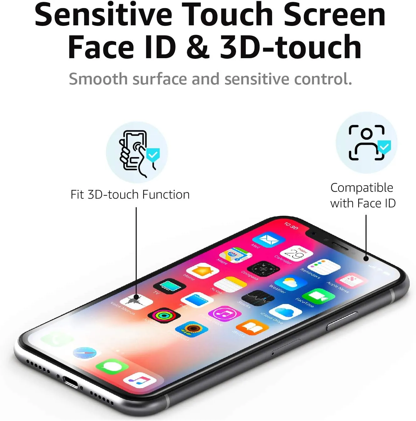 Amazon Basics Full-Coverage Tempered Glass Screen Protector for iPhone XR/11-6.1 Inch, (5.63" x 2.68"), 2-pack