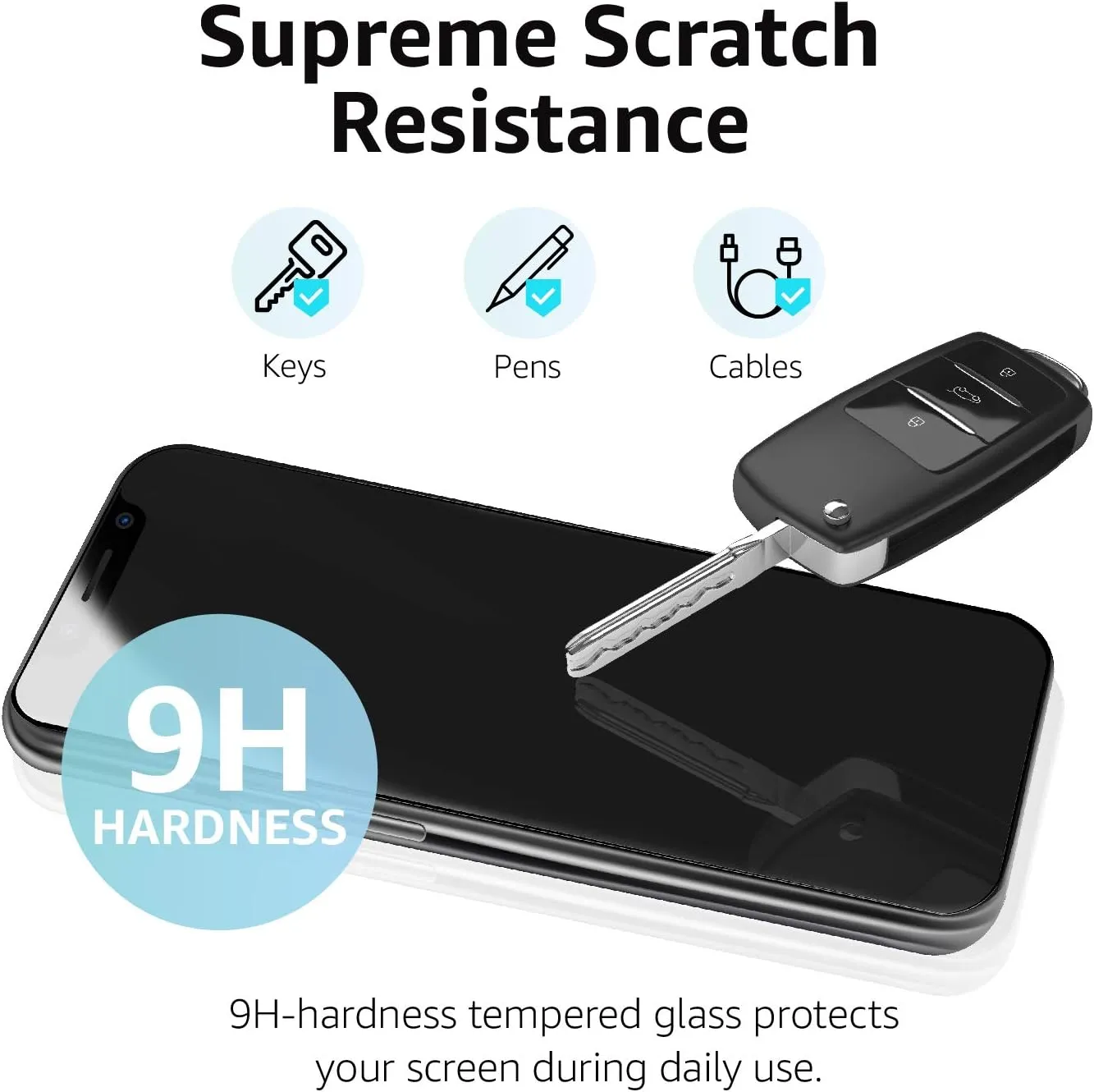 Amazon Basics Full-Coverage Tempered Glass Screen Protector for iPhone XR/11-6.1 Inch, (5.63" x 2.68"), 2-pack