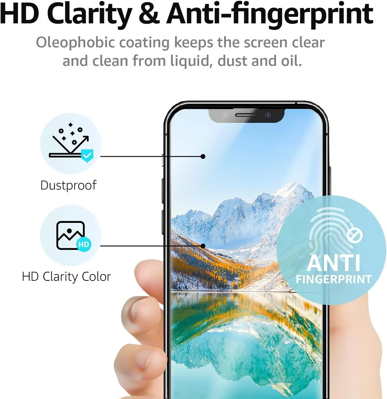 Amazon Basics Full-Coverage Tempered Glass Screen Protector for iPhone XR/11-6.1 Inch, (5.63" x 2.68"), 2-pack