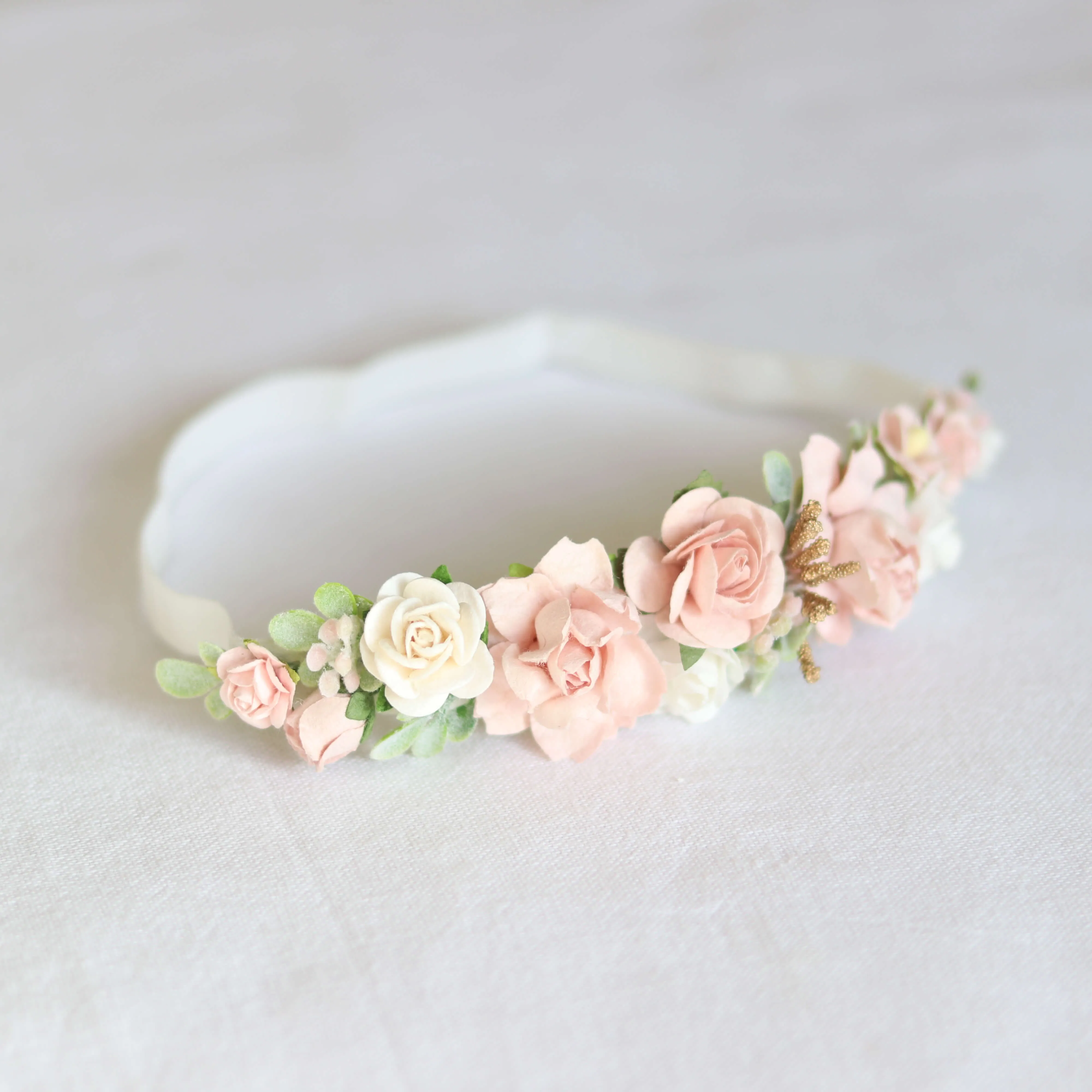 Amelie baby floral headband - dusty pink