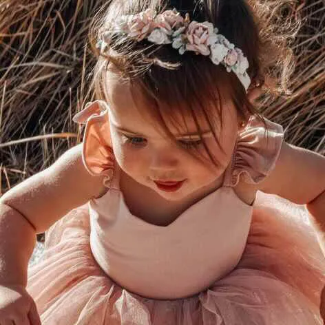 Amelie baby floral headband - dusty pink
