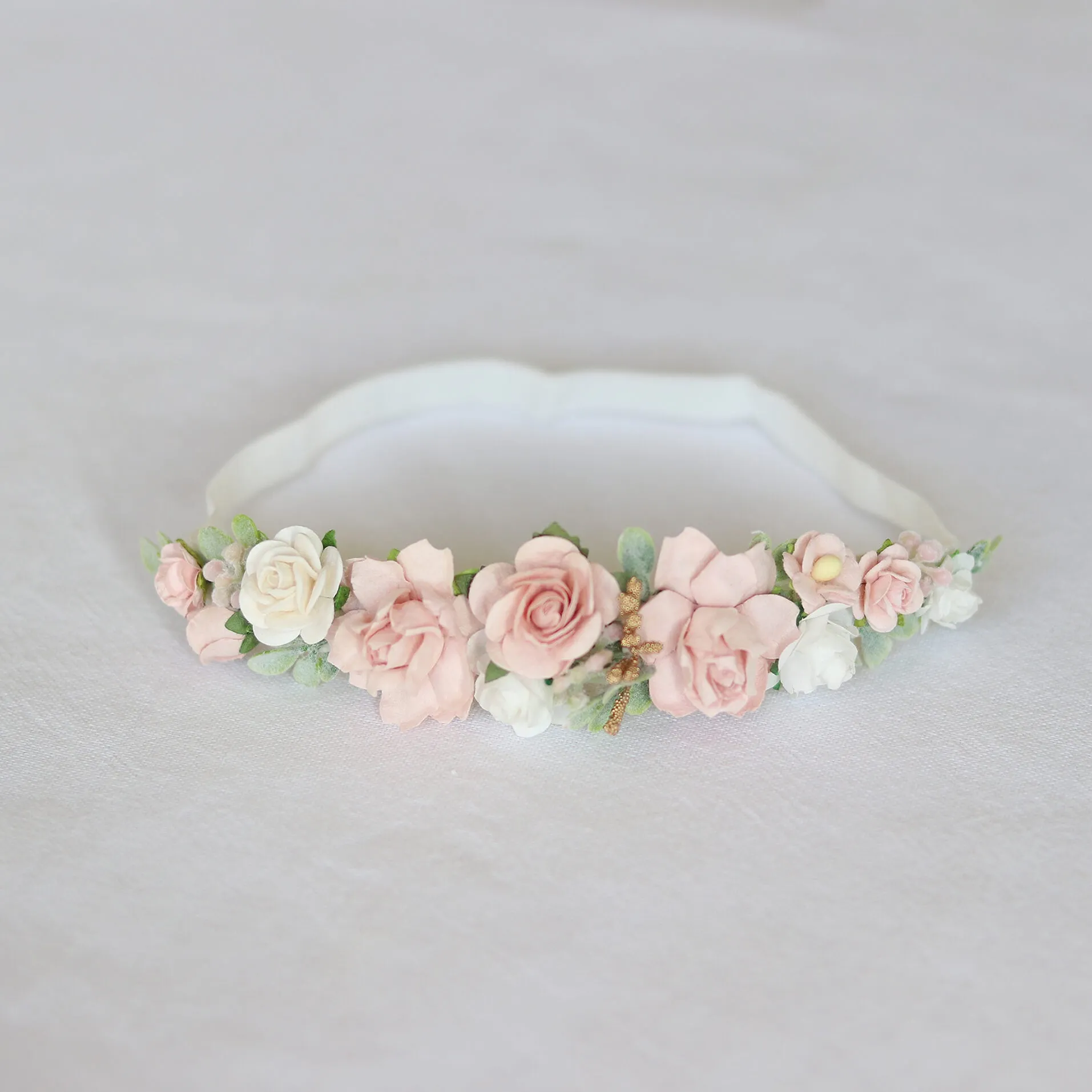 Amelie baby floral headband - dusty pink