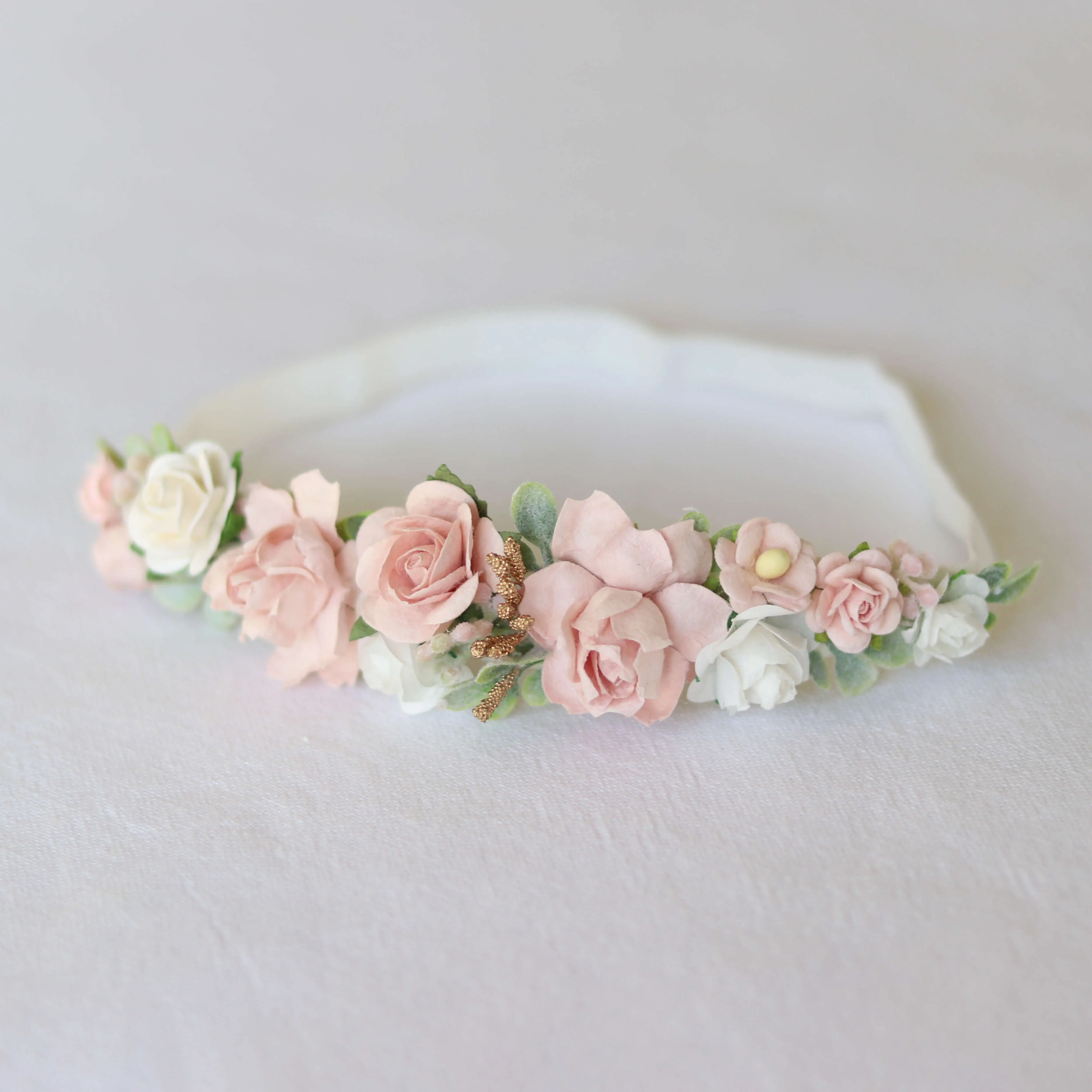 Amelie baby floral headband - dusty pink