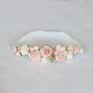 Amelie baby floral headband - dusty pink