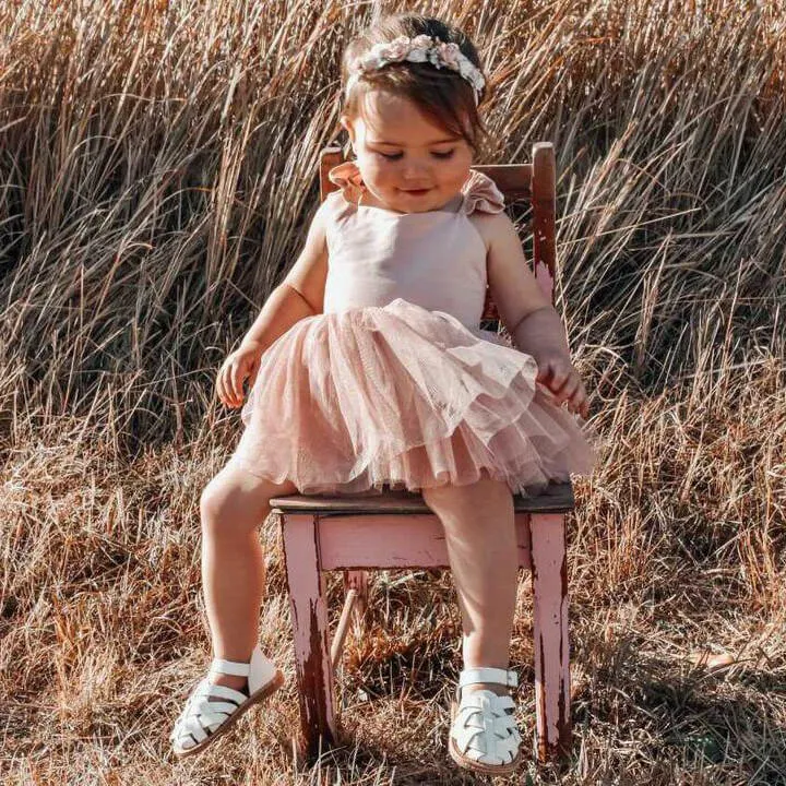 Amelie baby floral headband - dusty pink