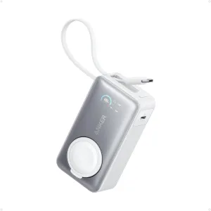 Anker MagGo Power Bank for Apple Watch, Officially Certified, 10,000 mAh Compact Battery Pack with Built-in USB-C Cable, 35 W Max, for iPhone 15 Series, Samsung, iPad, AirPods and More