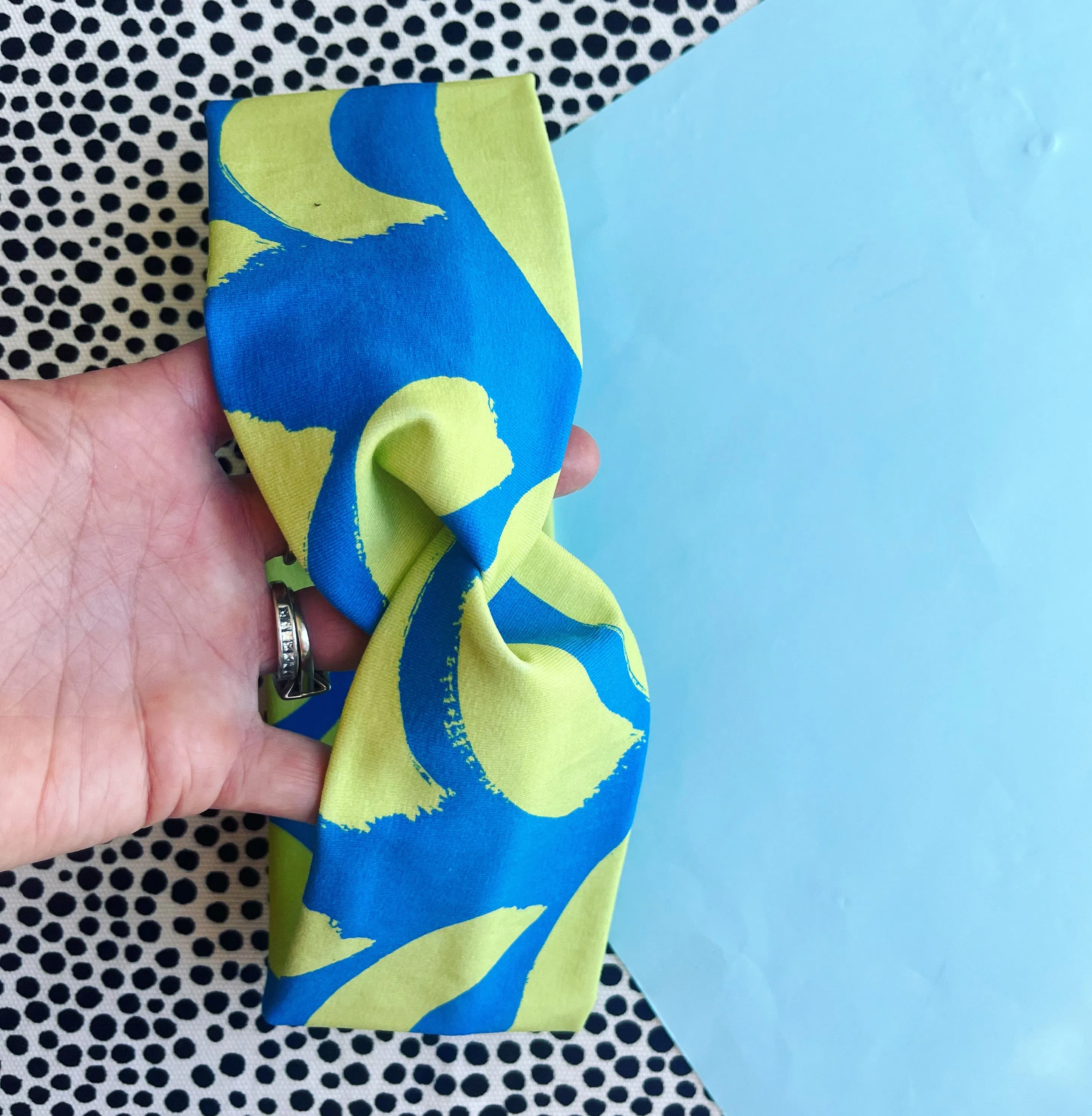 Arch Nemesis Lime & Blue Wide Twist Headband