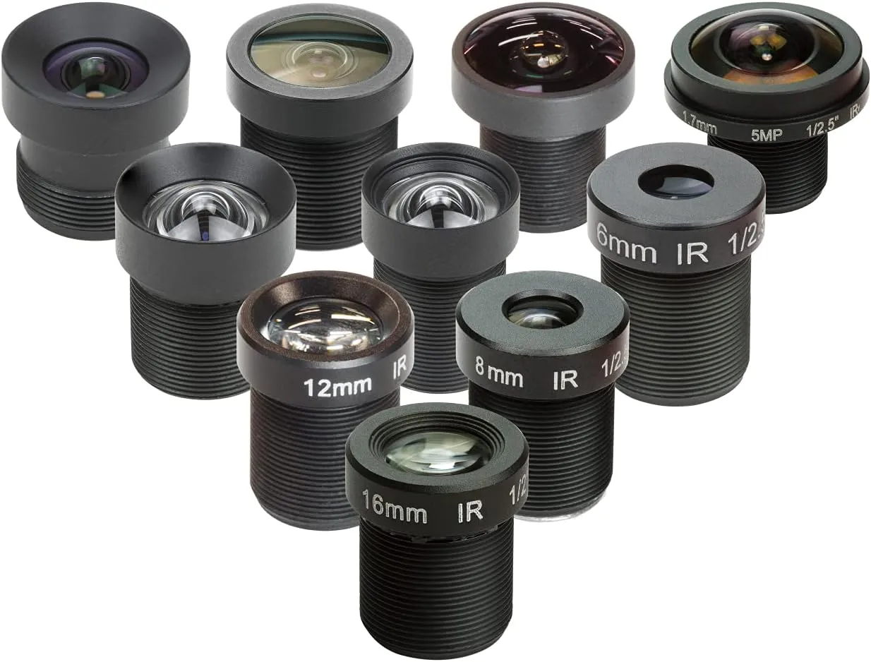 Arducam M12 Lens Set for USB Camera(1/2.7 1/2.8 1/2.9), Telephoto, Macro, Wide Angle, Fisheye Lens Kit (20- 180) with Holder and Cleaning Cloth, Optical All-in-One