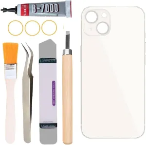 Back Covers Glass Replacement Compatible with iPhone 13 6.1 inches All Carriers with Professional Tool Set (White)
