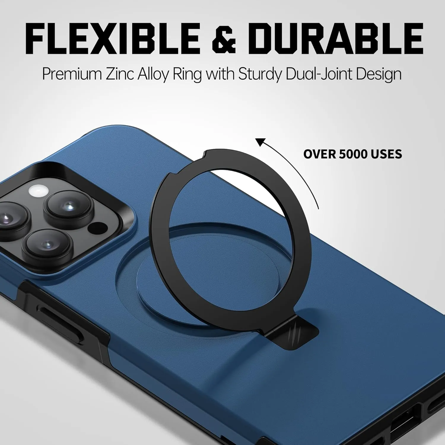 BEASTEK Shockproof Case for iPhone 15 Pro Max, Military Cover with Built-in Magnetic Kickstand Ring [MagSafe Compatible] and Anit-Scratch Tempered Glass Screen Protector, for iPhone 15 Pro Max (Blue)