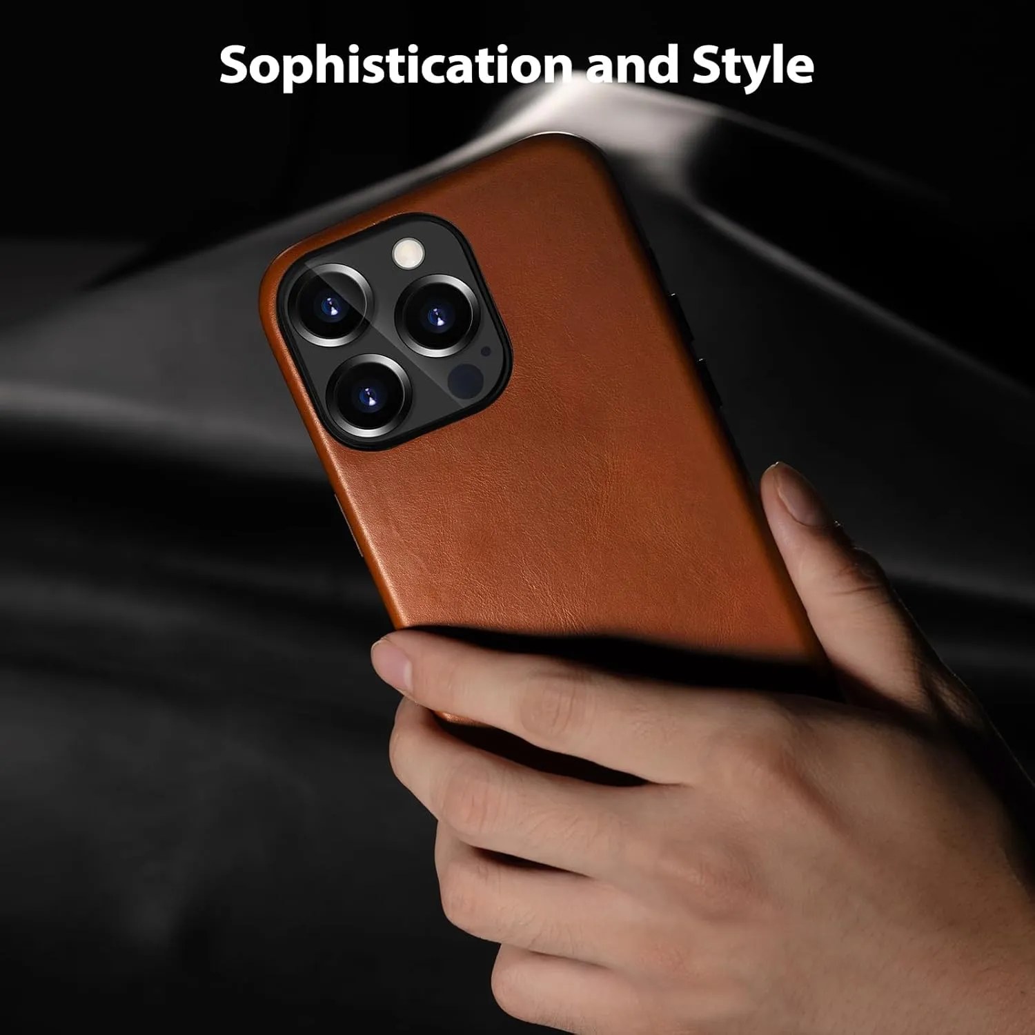 Belemay Compatible with iPhone 12 Pro Max Leather Case, Compatible with MagSafe, Premium Full-Grain Vegetable-Tanned Smooth Leather, Rich Patina, Secure Grip, Metal Buttons Cover (6.7") Saddle Brown