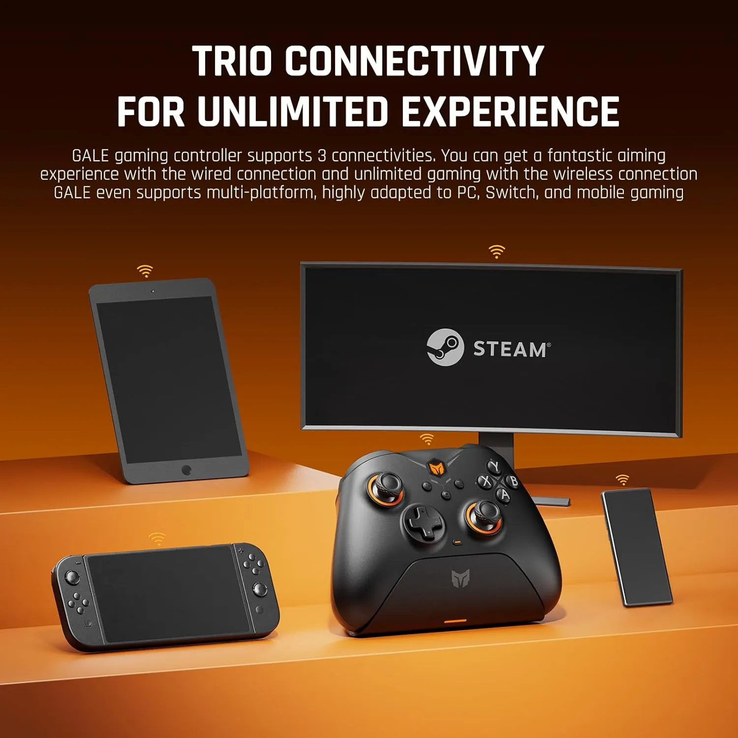 BIGBIG WON Wireless Controllers, Gale Hall PC Controllers Motion Control, Hall Joysticks&Triggers, 3 Pairs of Thumbsticks, PC App Game Controllers for Switch/PC/iOS/Android Wireless Gaming Controller