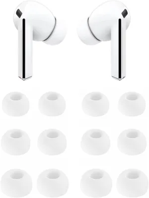 BLUEWALL Ear Tips Compatible with Galaxy Buds 3 Pro Earbuds SM-R630NZAEXAR, 6 Pairs S/M/L Sizes Replacement Silicone Earbuds Tips, Compatible with Galaxy Buds 3 Pro SM-R630 6 Pairs White