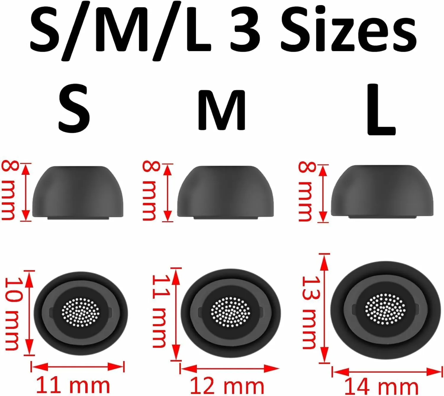 BLUEWALL Ear Tips Compatible with Galaxy Buds 3 Pro Earbuds SM-R630NZAEXAR, 6 Pairs S/M/L Sizes Replacement Silicone Earbuds Tips, Compatible with Galaxy Buds 3 Pro SM-R630 6 Pairs White